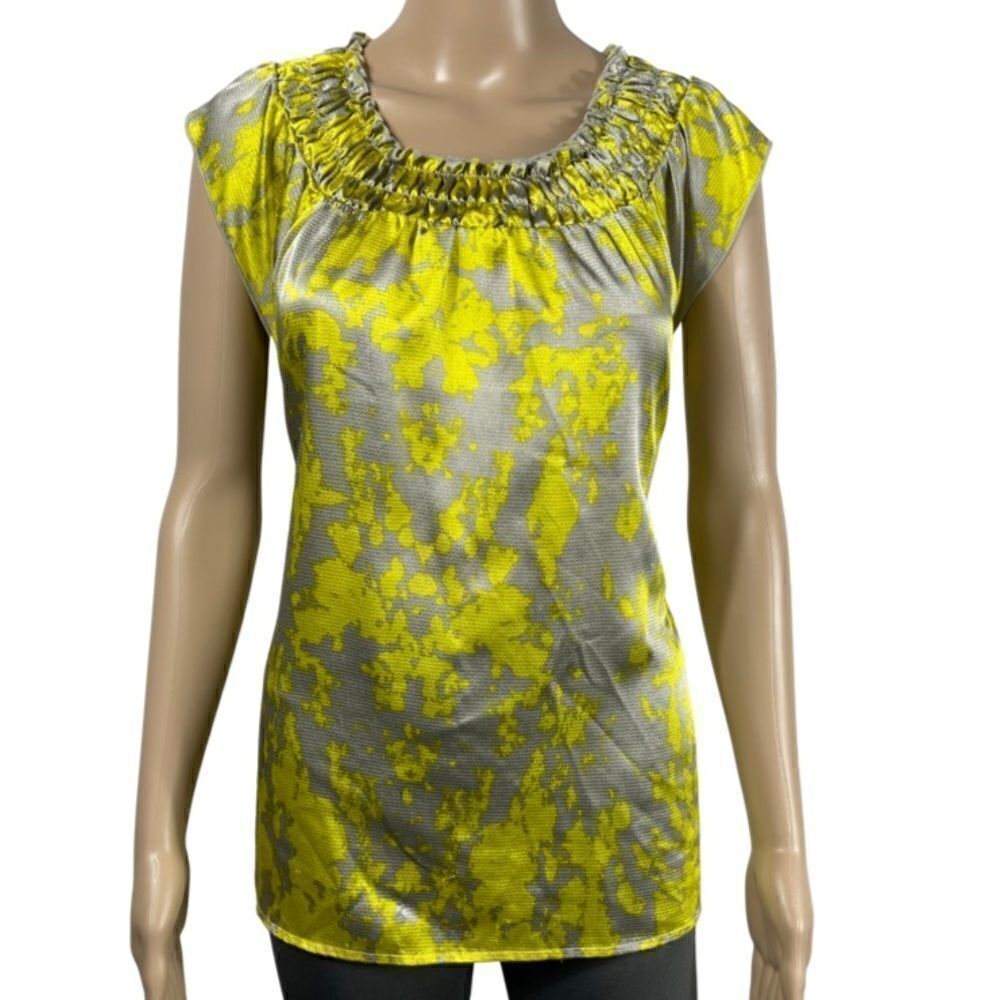The Limited Yellow and Grey Ruched Blouse - Picture 2 of 11